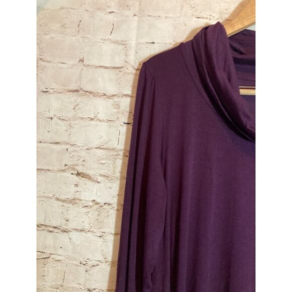 Et' Lois Dress Womens Large Dark Purple Cowl Neck Jersey Stretch Flowy USA Made - Picture 2 of 12